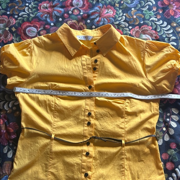 Free add on!  MEES yellow cotton 42 yellow dress shirt - Picture 4 of 6